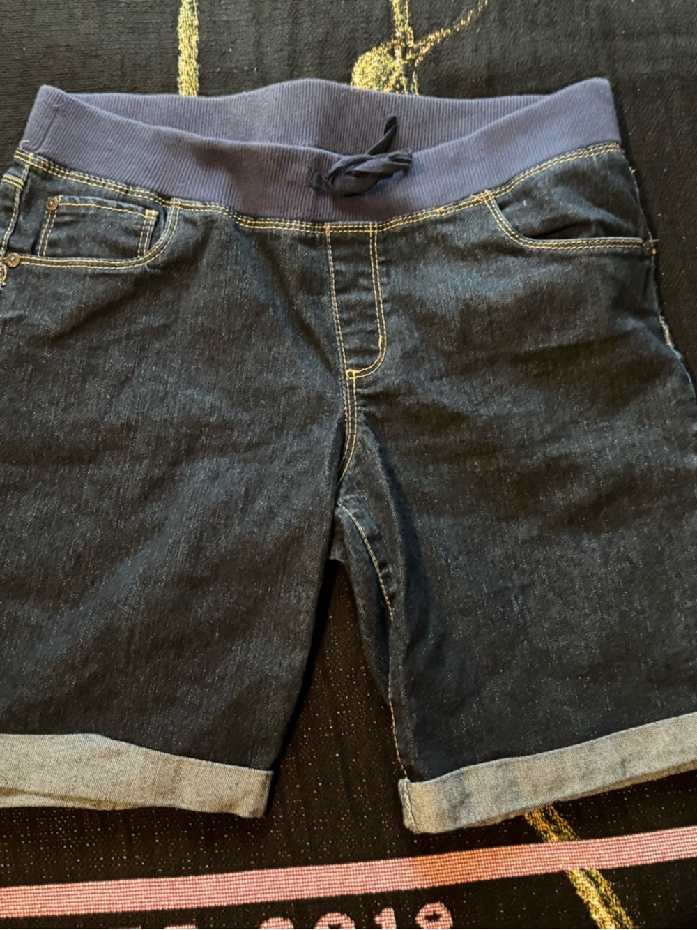 Arizona Jeans Dark Wash Denim Bermuda Shorts with Knit Waistband Size 18 1/2